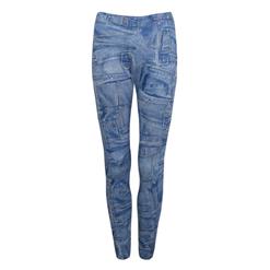 Fashion Printed Blue Pocket Leggings Imitation Denim Jeans Jeggings L5224