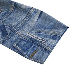 Fashion Printed Blue Pocket Leggings Imitation Denim Jeans Jeggings L5224