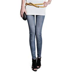 Simple Faux Jeans, Simple Blue Pants, Simple Fashion Leggings, #L5272