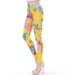 Women's Fashion Colorful Flowers Print Leggings L5393