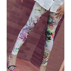 Graffiti Flower Legging, Flower  Painting Pants, Big Flower Leggings, #L5443