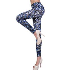 Fashion Rose Legging, Blue Rose Pants, Blue Rose Leggings, #L5555