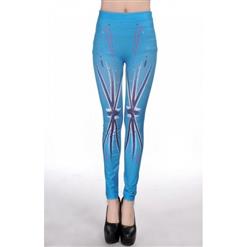 Union Jack Print Jeans, Womens Union Jack Leggings, Women Elastic Seamless Blue Jeggings, #L6979