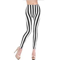 Zebra Print Jeans, Black And White Stripes Leggings, Stripes Print Jeggings, #L6998