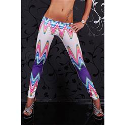 Women's Fashion Colorful Asymmetric Print High Waist Leggings L7454