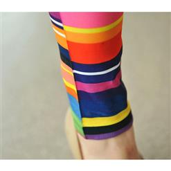 Chromatic Stripe Printed Leggings L7456