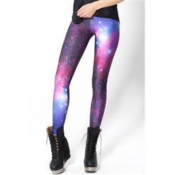 Cosmic Space Legging, Fashionable Galaxy Print Pants, Colorful Galaxy Leggings, #L7763