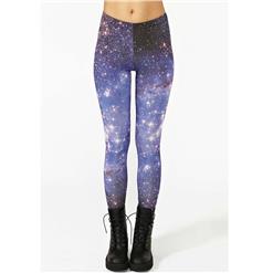 Starry Sky Pattern Legging, Galaxy Cosmic Midnight Pants, Blue Space Galaxy Leggings, #L7856