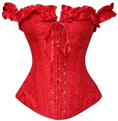 Red Tie-Strap embroidered Corset M2672