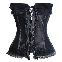 Black lace up boned corset M2680