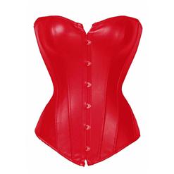 Strapless red Leather Corset M2887