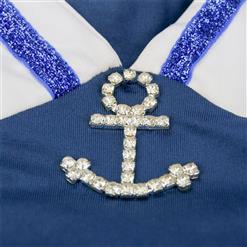 Sexy Adult Blue and White Sailor Mini Dress Costume M3047