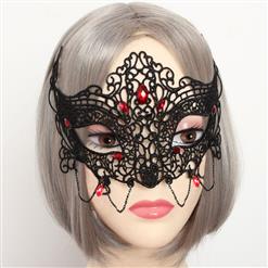 Medieval Queen's Black Lace Gems Half Mask MS12935