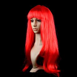 Women's Fashion Red Straight Bangs Cosplay Wig Long Straight Hair Wig MS16113