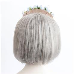 Fashion Grey-blue Flower Crown Fishnet Face Mask Party Headband MS17248