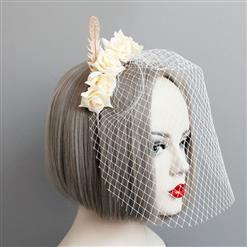 Fashion Beige Flower Fishnet Face Mask Cosplay Party Headband MS17366