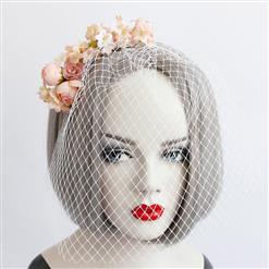 Fashion Pink Flower Fishnet Face Mask Cosplay Party Headband MS17307