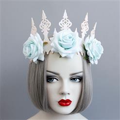 Charming Light Blue Flower Headband, Flower Crown Headband, Wedding Headwear for Women, Elegant Flower Crown Headwear, Beautiful Light Blue Flower Hairband, #MS17544