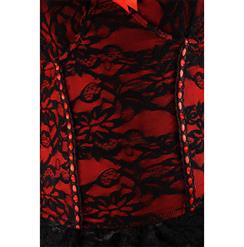 Sexy Red Satin Lace Trim Spaghetti Straps Bustier N10017