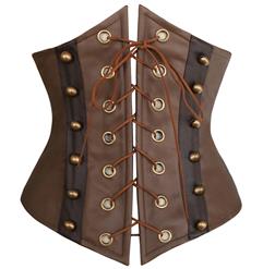 Fashion Brown Leather Lace-Up Underbust Corset N10018