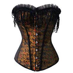 Mysterious Women Brocade Embroidery Boned Overbust Corset N10064