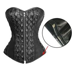 Steampunk Black Artificial Leather Weave Plastic Bone Overbust Corset With a Little Defect N10070