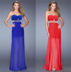 Sexy Noble Red Sweetheart Neck Empire Waist Beading Chiffon Floor-length Gown Christmas Dress N10085