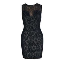Sexy Charming Black Lace Sequins Mini Dress N10175