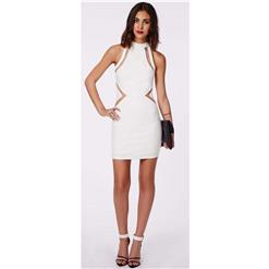 Fashion Sexy White Sleeveless Mini Dress N10179