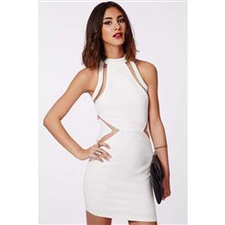 Fashion Sexy White Sleeveless Mini Dress N10179