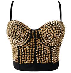 Sexy Golden Clubwear Tops, Women's Fashion Bustier Bra, Golden Corset Top, Plus Size Tops, #N10209
