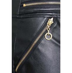 Punk Black Faux Leather Mini Skirt With A Little Defect  HG10237