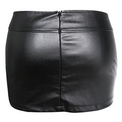 Punk Black Faux Leather Mini Skirt With A Little Defect  HG10237