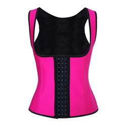 Hot-Pink Steel Bone Vest Corset, Latex Underbust Corset, Hot-Pink Underbust Corset, Women's Waist Cincher Vest Corset, #N10364