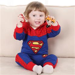 Hot Superman Kid Costume, Cute Spiderman Kid Costume, Cheap Kid Costume, Popular Baby Costume, Royal blue and Red Costume, #N10375