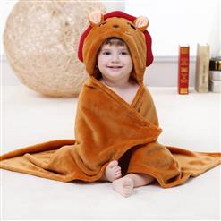 Cute Brown Flannel Leo Baby Hoodie Blanket N10377