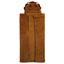 Cute Brown Flannel Leo Baby Hoodie Blanket N10377