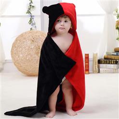 Baby Flannel Hoodie Blanket, Baby Blanket Toddlers Flannel Hoodie Cloak, Lovely Black and Red Gemini Baby Blanket, Cheap Soft Flannel Blanket, #N10382