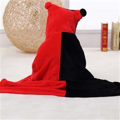 Cute Black and Red Flannel Gemini Baby Hoodie Blanket N10382