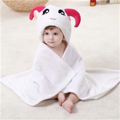 Baby Flannel Hoodie Blanket, Baby Blanket Toddlers Flannel Hoodie Cloak, Lovely White Aries Baby Blanket, Cheap Soft Flannel Blanket, #N10383