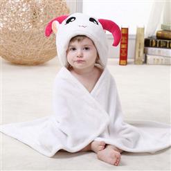Cute White Flannel Aries Baby Hoodie Blanket N10383