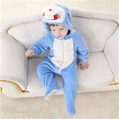Spring Baby Blue Flannel Cat Doraemon Romper N10388
