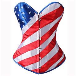 Sexy Steel Bone Overbust Corset, Fashion American Flag Pattern Corset, United State Flag Outerwear Corset, Women's Body Shaper Corset, #N10402