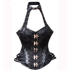 Steampunk Gothic Black Halter Steel Boned Outerwear Corset With A Little Defect N10404