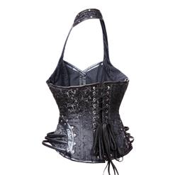 Steampunk Gothic Black Halter Steel Boned Outerwear Corset With A Little Defect N10404