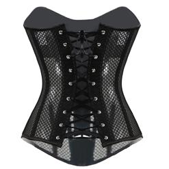Gothic Punk Sexy Mesh Overbust Corset Bustier Body Shapewear for Hourglass Shape N10460