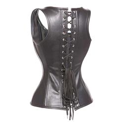 Fashion Black Steel Boned Zipper Vest Corset N10483