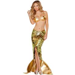 Sexy Sea Mermaid Costume, Gold Sea Siren Costume, Cheap Halloween Costume, Women's Mermaid Costume, #N10506