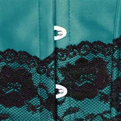 Mysterious Sexy Dark-Green Artificial Silk Lace Ruffles Underbust Corset N10572