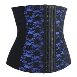 9 Steels Fashion Blue and Black Lace Waist Cincher Plus Size Bustier Corset N10619